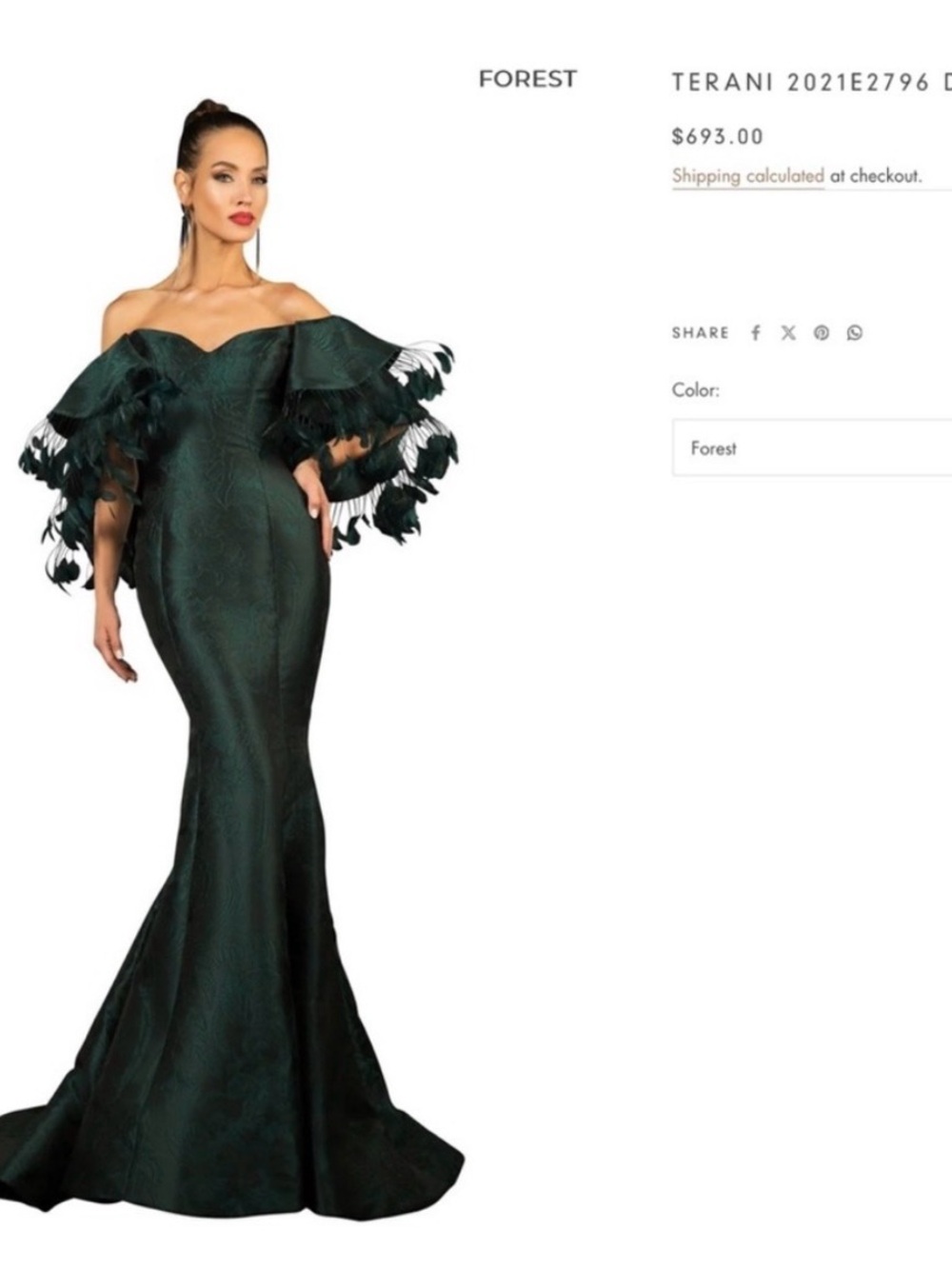 Terani Couture Evening Dress Forest Green XL 14